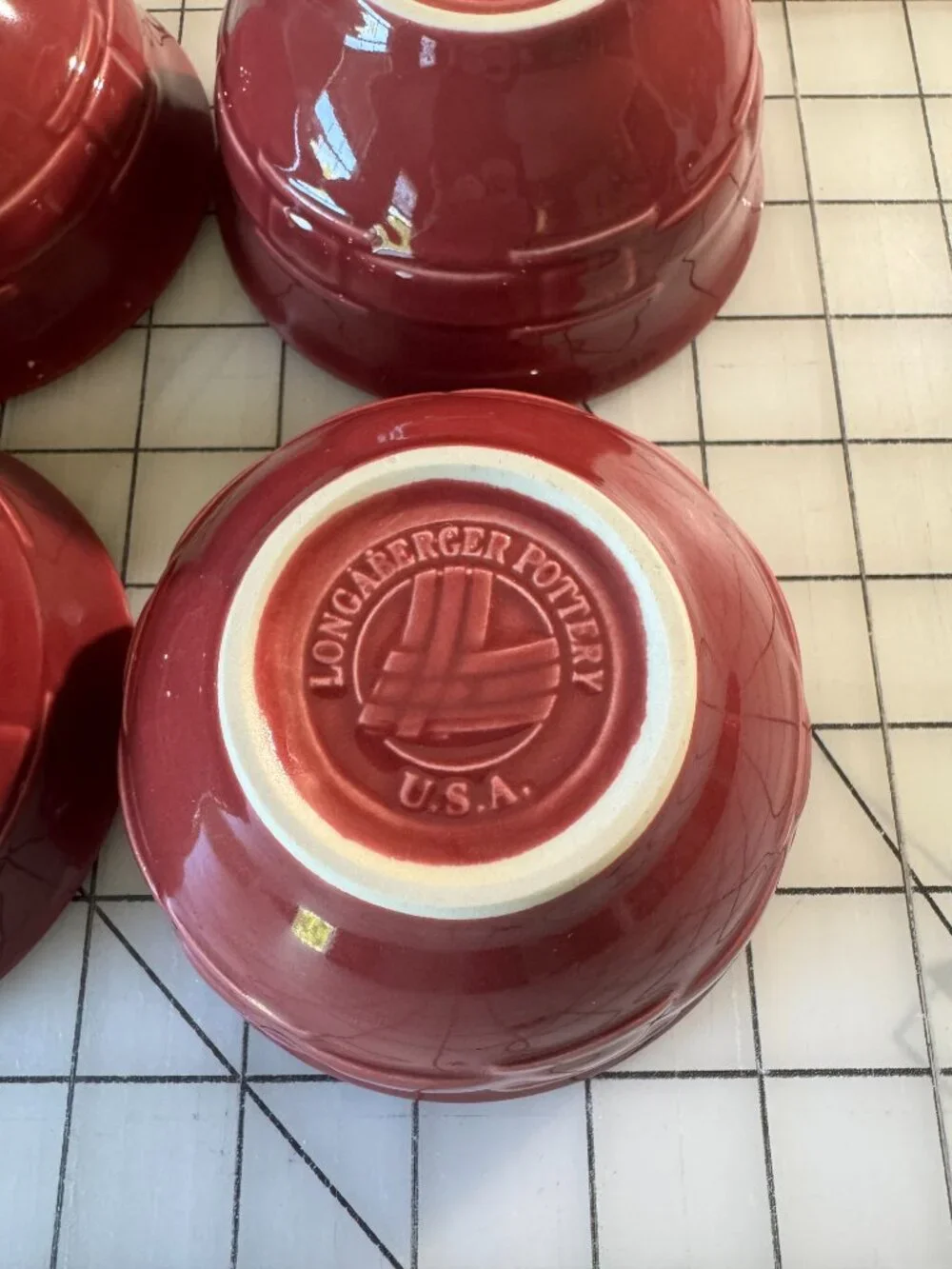 Longaberger Paprika Red Dessert & Condiment Bowl Caddy Set